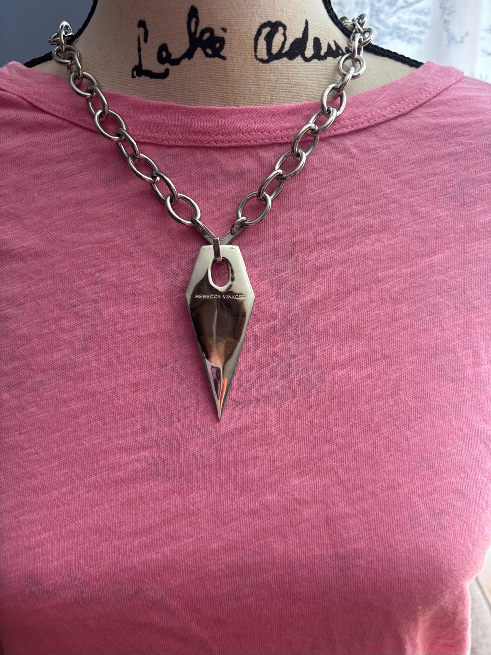 Rebbeca Minkoff Silver & white enamel blade Necklace - Picture 4 of 8